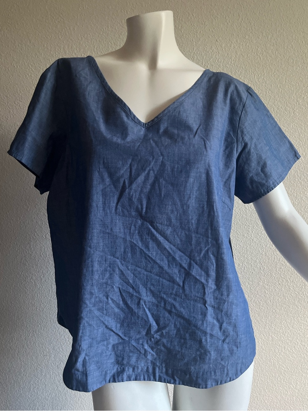 Allison Izu Hawaii Womens Small Blue 100% Cotton Top High Low Made in Hawaii